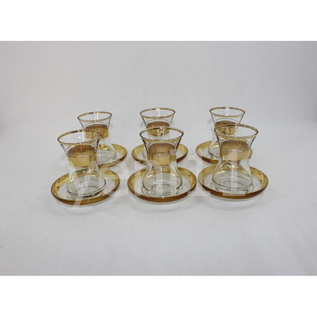 Paşabahçe 42381 Bardak 54201 Tabak Altın Yaldız Çay Seti Takım