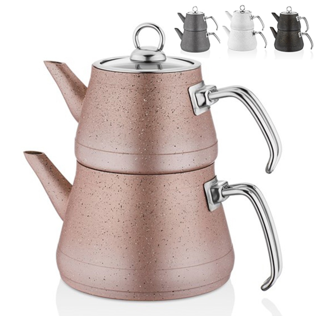 Granit Çaydanlık Seti Cam Kapaklı Metal Saplı 3.5 Litre Fiyatları ve