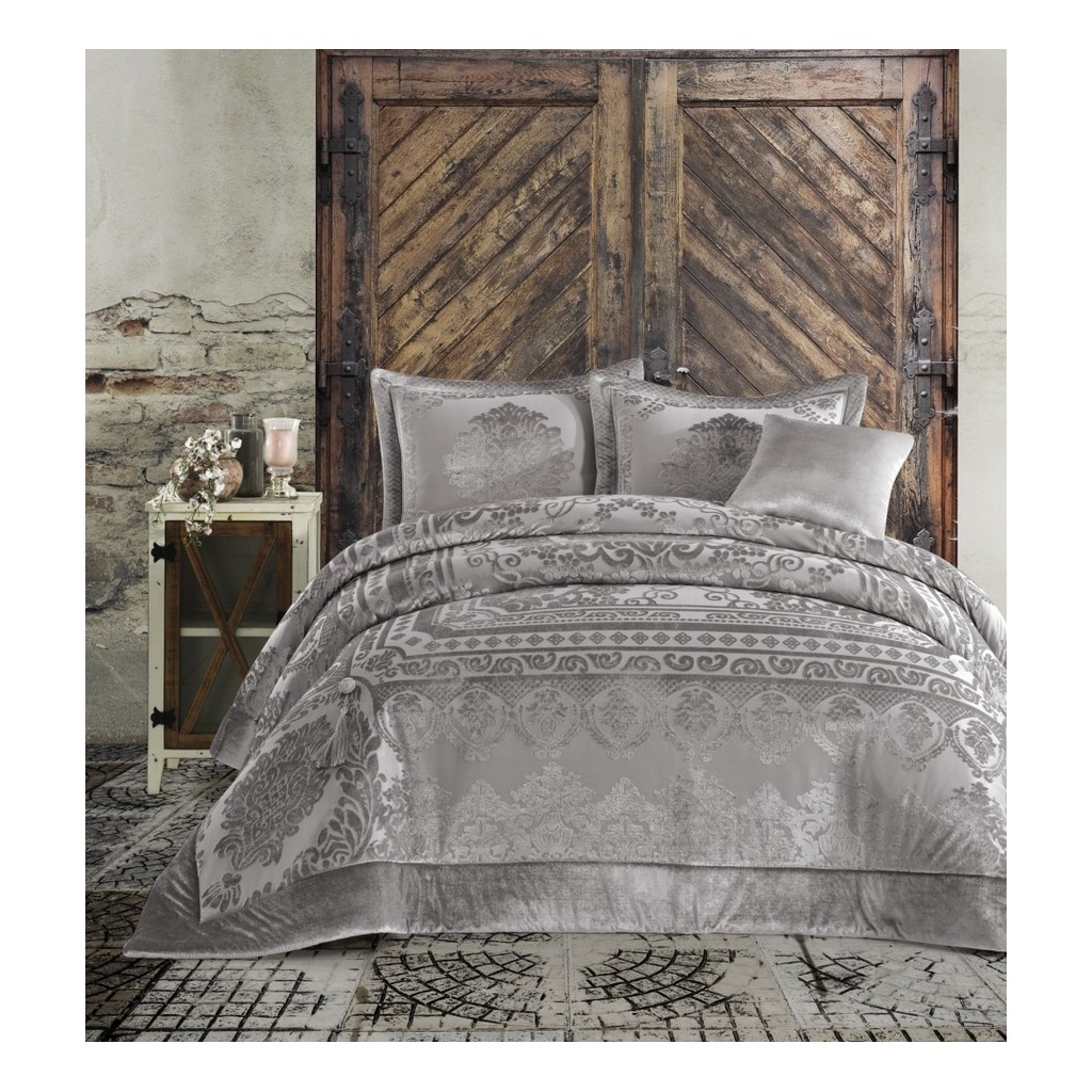 CottonBox Carmela Velvet Çift Kiş. Yatak Örtülü Çeyiz Set