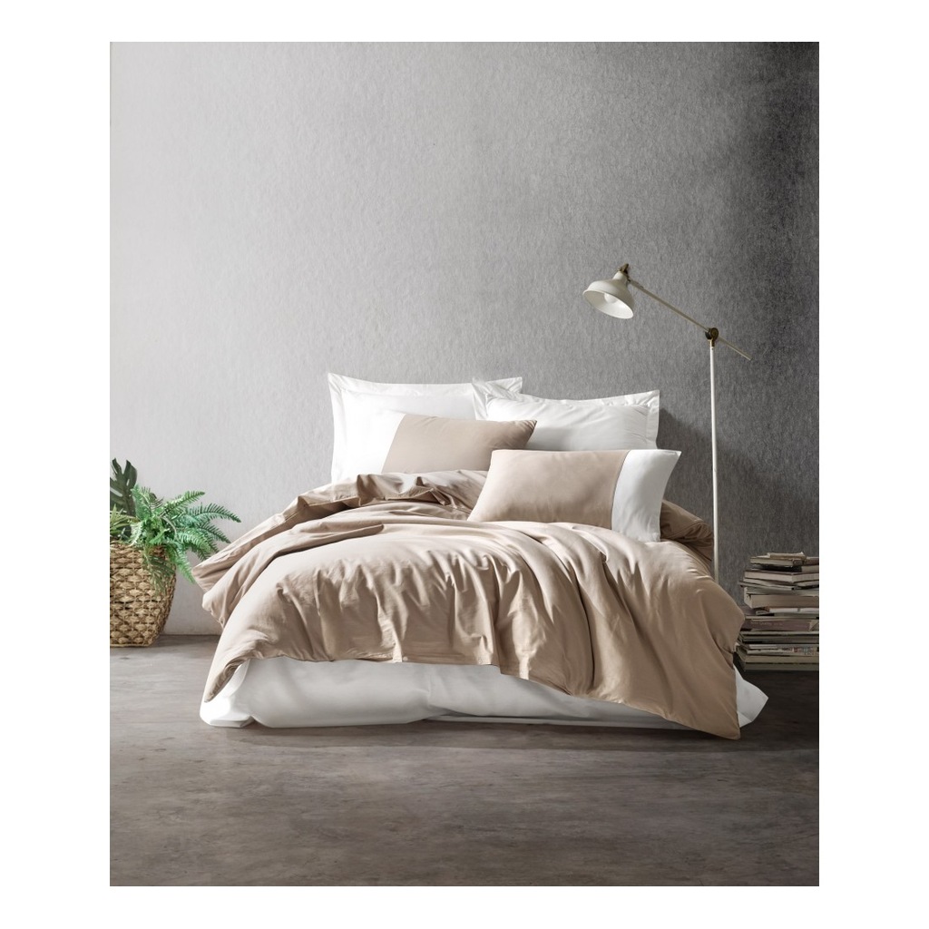 COTTON BOX ÇİFT KİŞİLİK PLAİN VİZYON KREM NEVRESİM TAKIMI