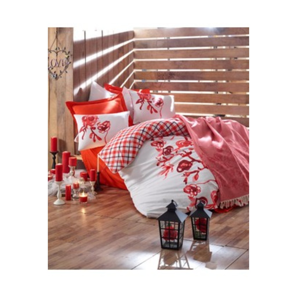 Cotton Box Yatak Örtülü Nevresim Takımı Scarlet Kırmızı