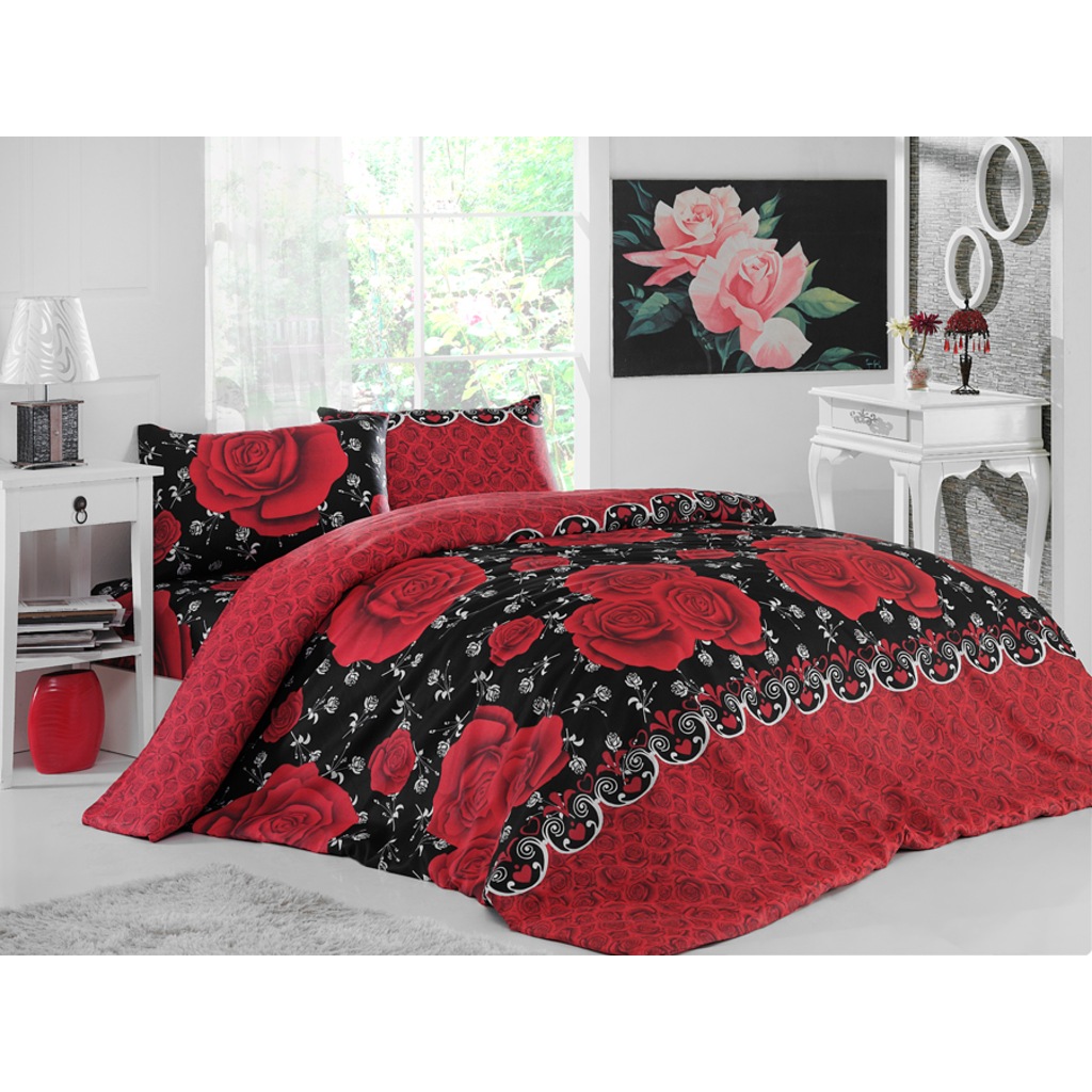 Madame Çift Kişilik Nevresim Takımı Gül Kırmızı