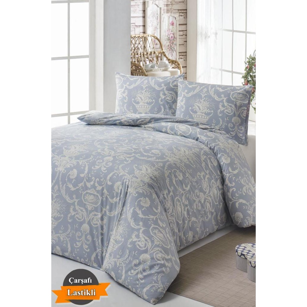 Tual Çarşafı Lastikli Çift Kişilik Nevresim Takımı Tual Çarşafı Lastikli Çift Kişilik Nevresim Takımı