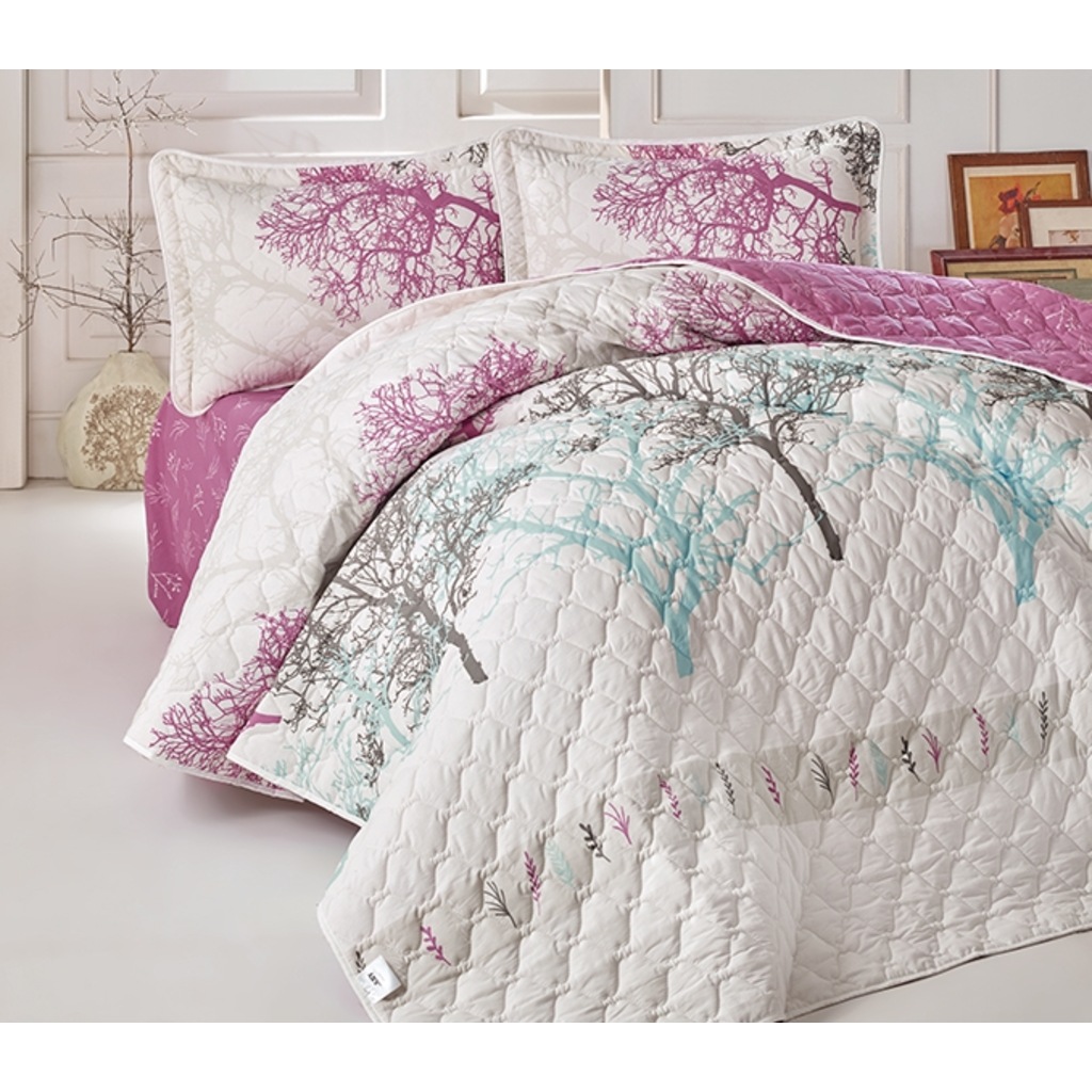 Clasy Çift Kişilik Kapitone Yatak Örtüsü Takımı Midas Lila