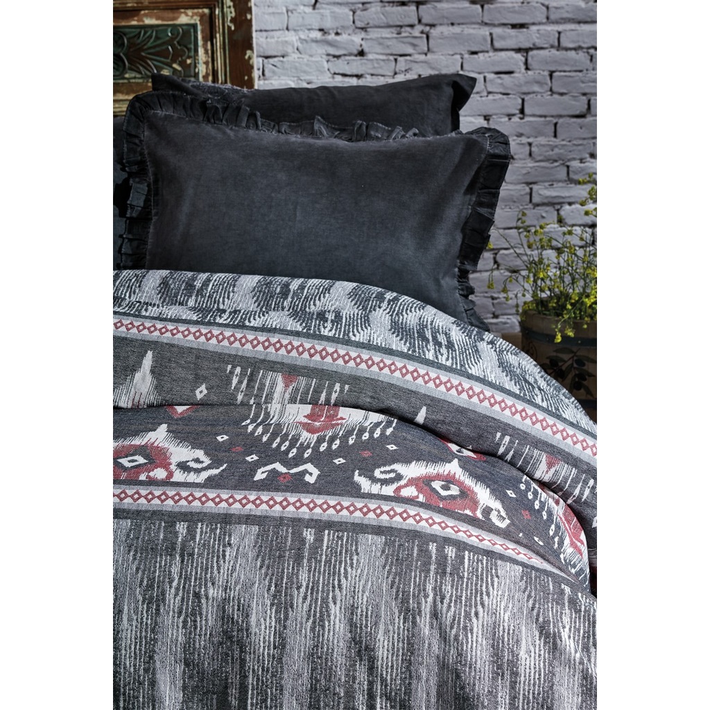 Ecocotton Organik Pamuk Peştamal Yatak Örtüsü - Evin Antrasit