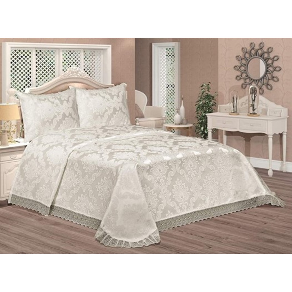 Yatak Örtüsü Çift Kişilik Çeyizlik Aden Model Krem