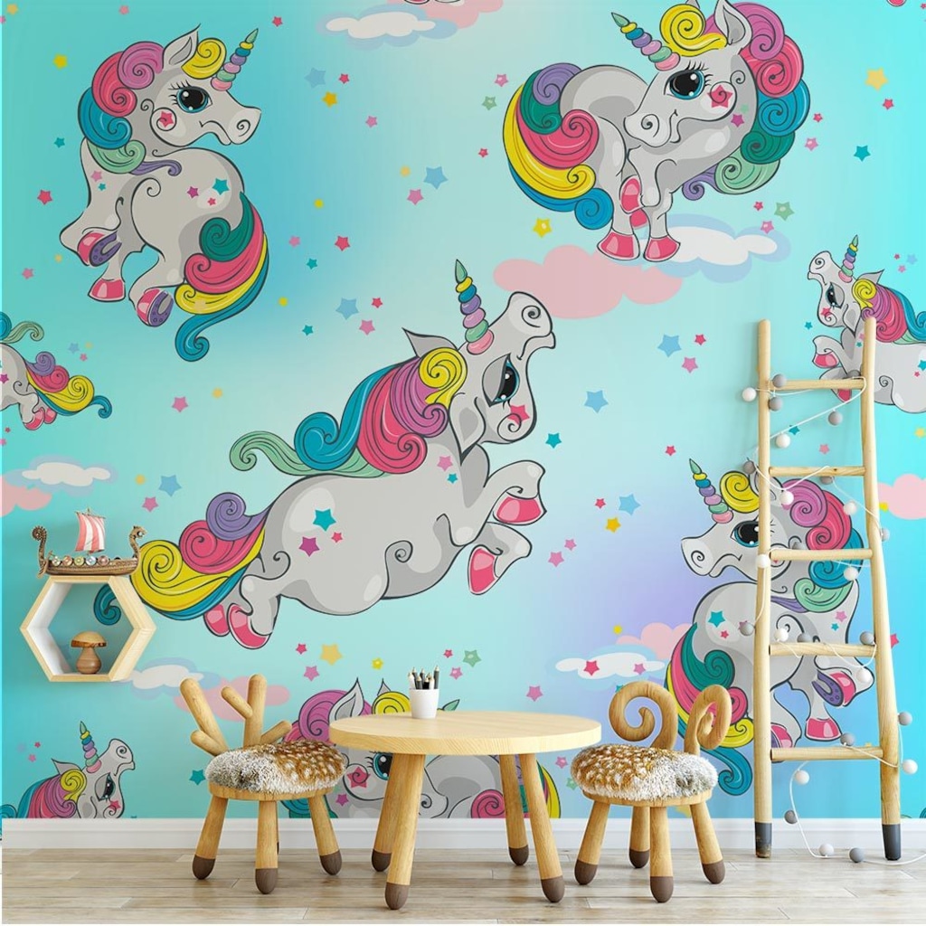 Çocuk Odası Duvar Kağıdı Unicorn Atlar Seçenekli Ürün