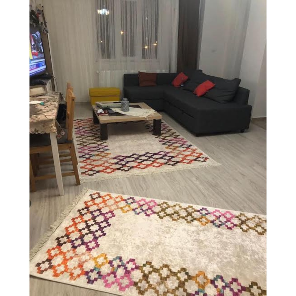 KİLİM MODELİ MAKİNEDE YIKANABİLEN İPEKSİ YUMUŞAK HALI Fiyatları ve