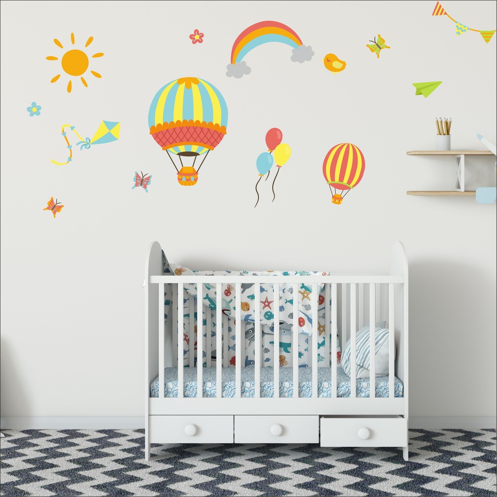 Çocuk Odası Duvar Etiket Sticker Uçan Balonlar Gökkuşağı Fiyatları