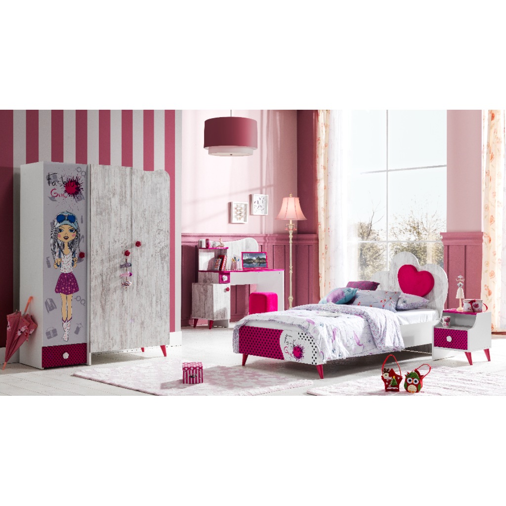 Tual Genç Çocuk Odası Takımı Başlıkl Karyola Çalışma