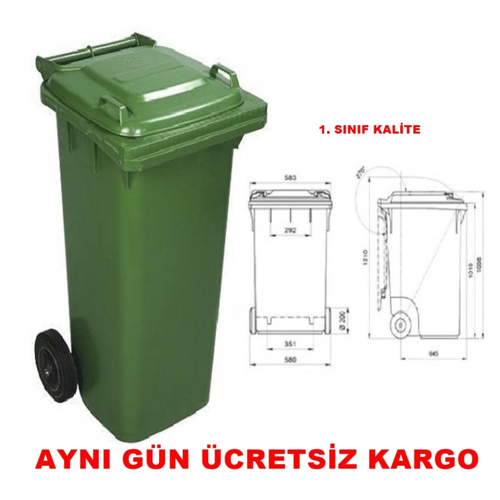 Çöp Konteyneri 120 Litre Yeşil-Tekerlekli Konteyner + FATURALI