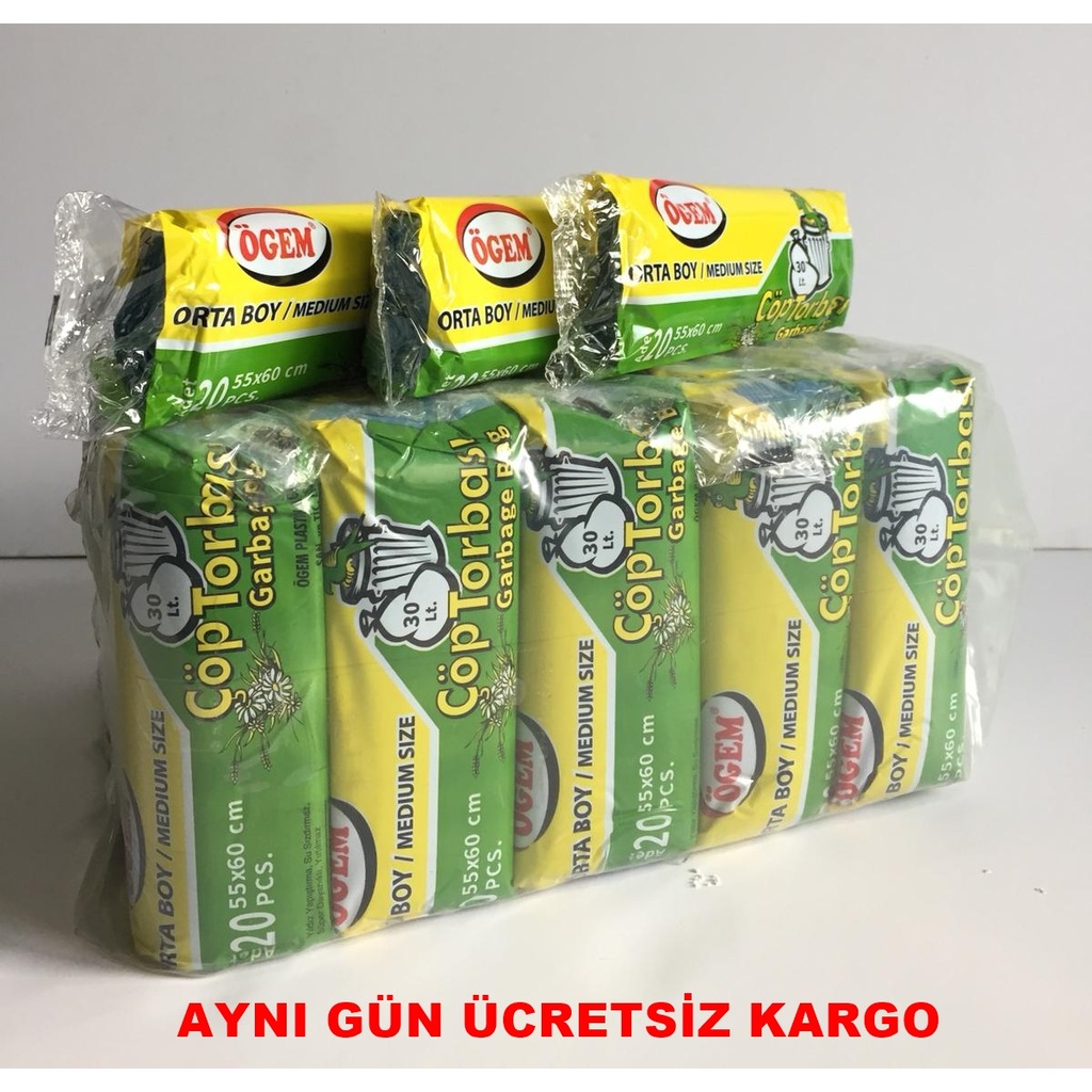 Plastik Çöp Torbası Poşeti 55x60 cm - 10 Rulo Toplam 200 Adt ORTA