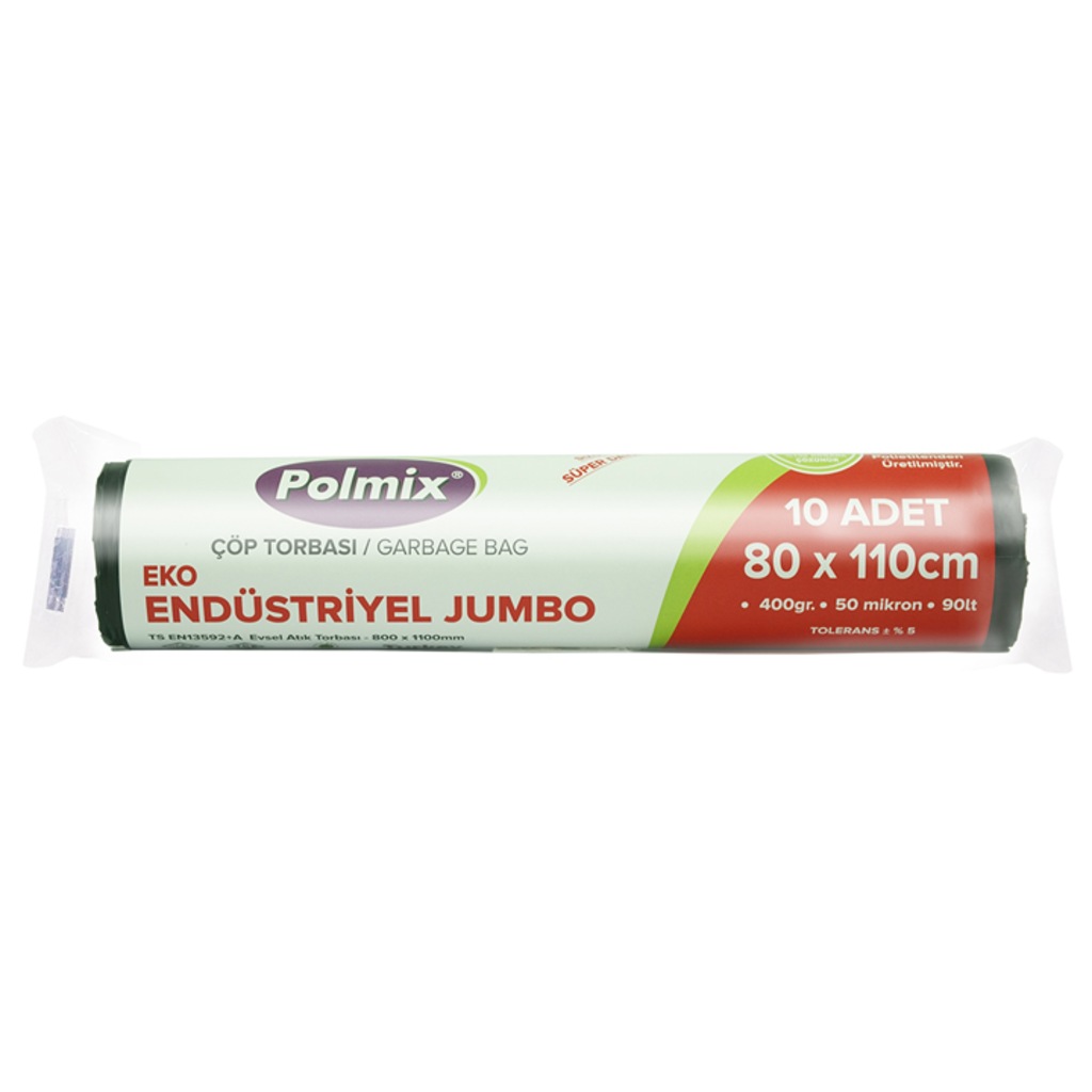 POLMİX ENDÜSTRİYEL JUMBO ÇÖP POŞETİ 80*110 X 10 RULO
