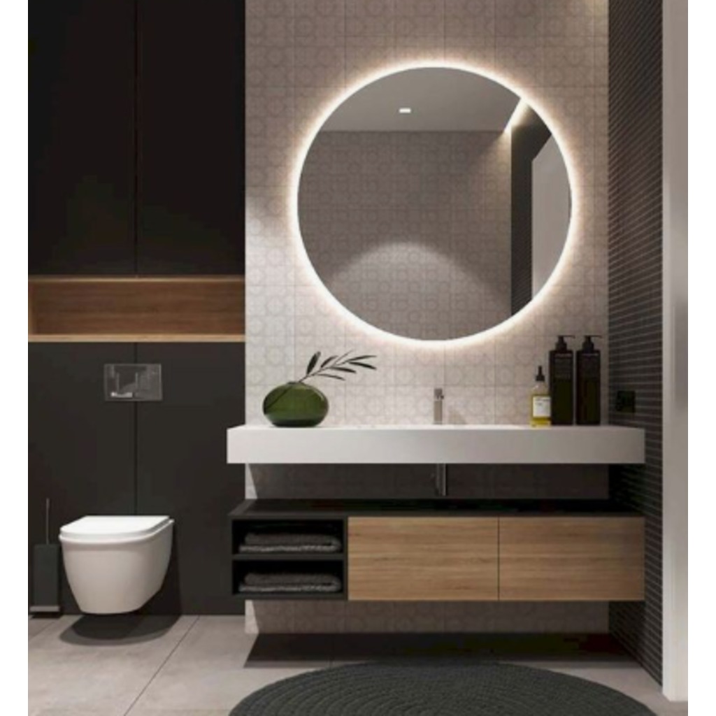 Ayna Fabrikası Beyaz Led Işıklı Yuvarlak Ayna 70 cm Çapında