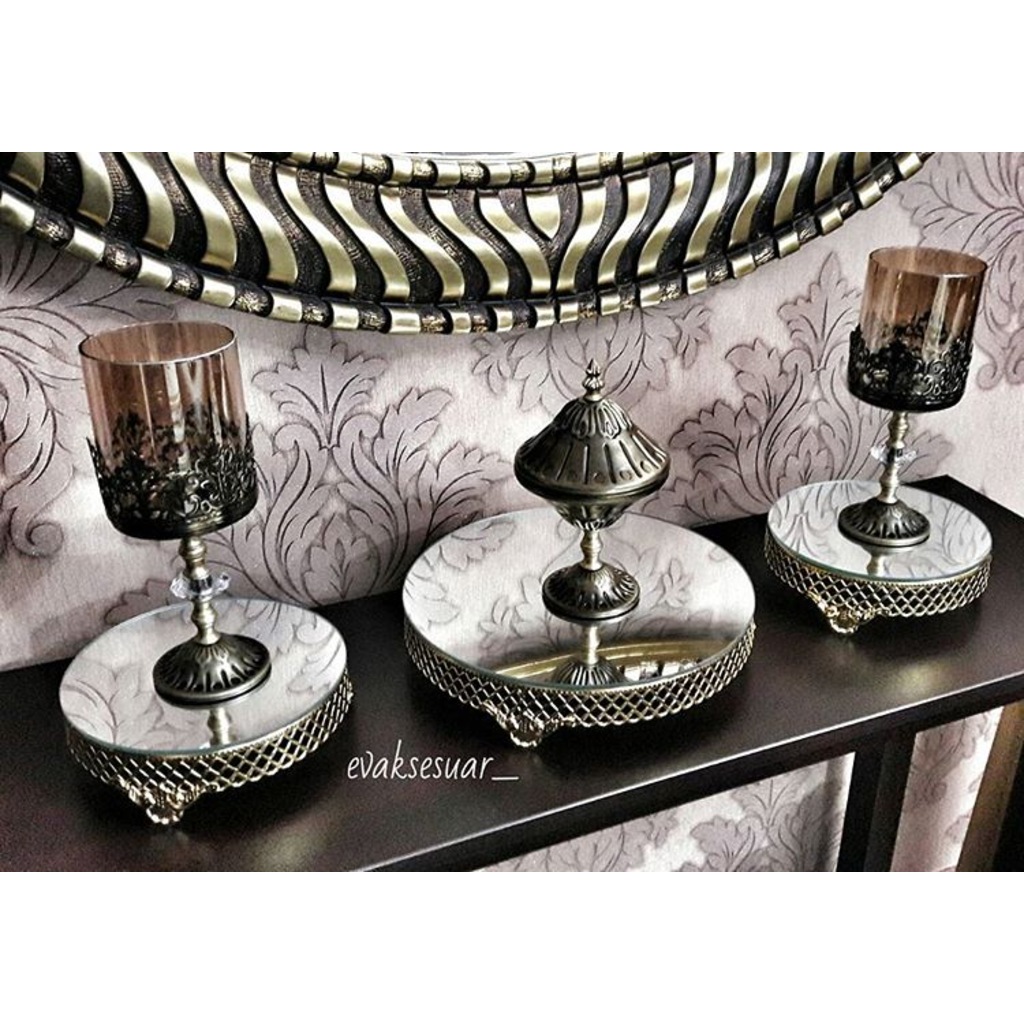 3 LÜ YUVARLAK GÜMÜŞ MODEL JARDİNYER SETİ