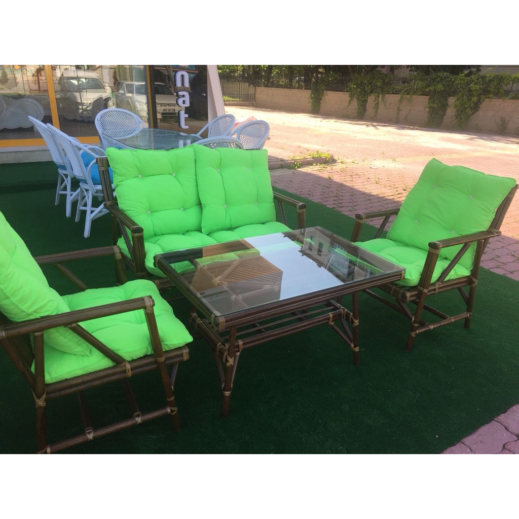 Bambu Mobilya Balkon Ve Dış Mekan Masa Takımı 5 3 Kişilik