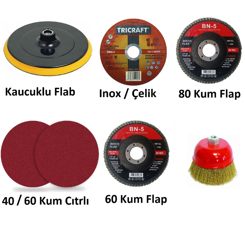 115 lik 7 li Kesim Seti z?mpara Taban? Kesme diski 80 60 kum C?rt ...