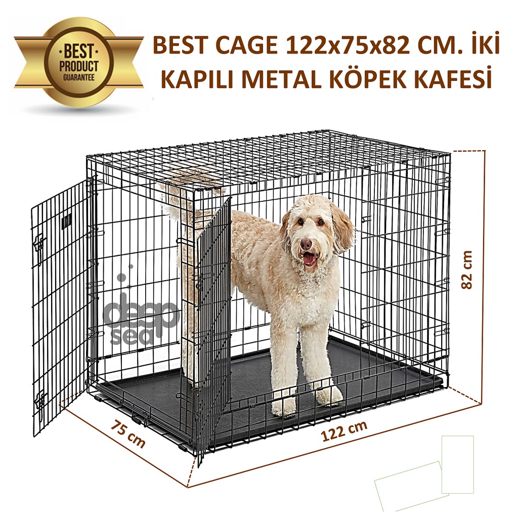 Best Cage 122x75x82 cm İki Kapılı Katlanabilir Metal Köpek Kafesi