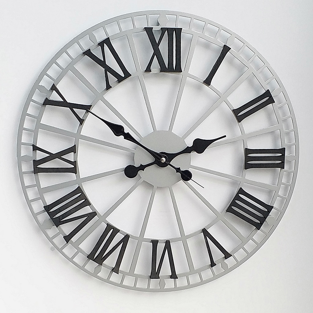 Dekoratif Duvar Saati 64cm Metal Gövde Yaldız Roma Rakamlı Lr1064