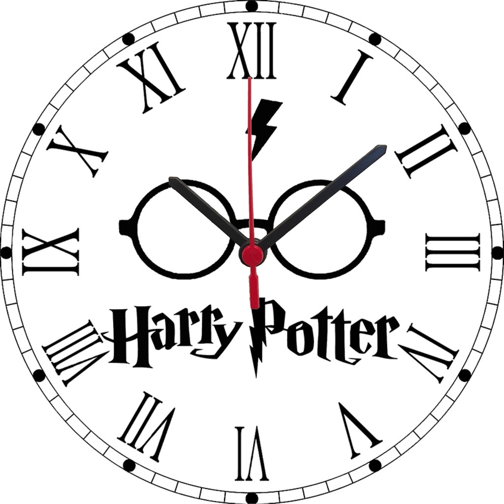 Harry Potter Temalı Baskılı Akar Saniye Ahşap Duvar Saati 1 1z