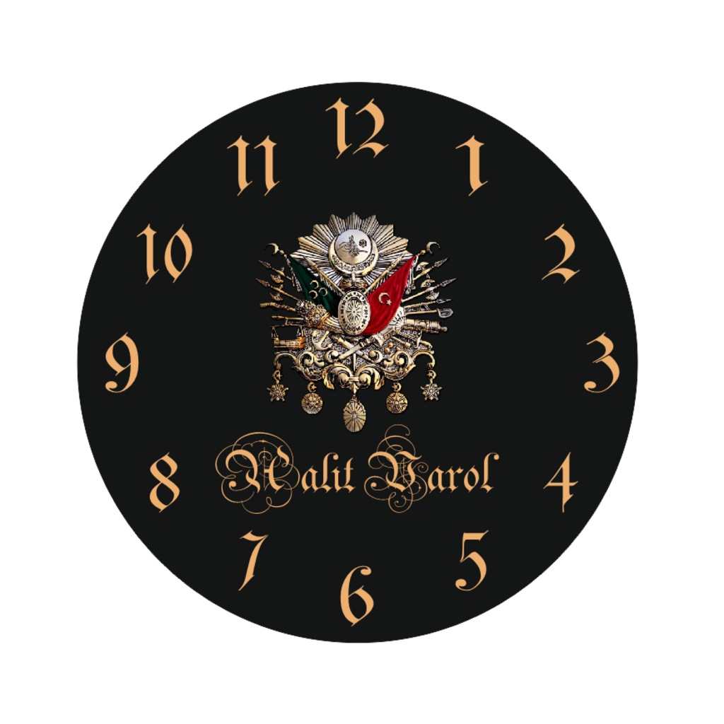 osmanli tugrali isme ozel 50x50 ahsap kanvas duvar saati fiyatlari ve ozellikleri