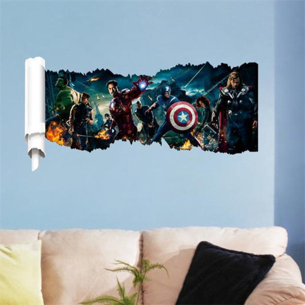 Avengers Yenilmezler Filmi 3 Boyutlu Çizim Duvar Sticker Çocuk Od