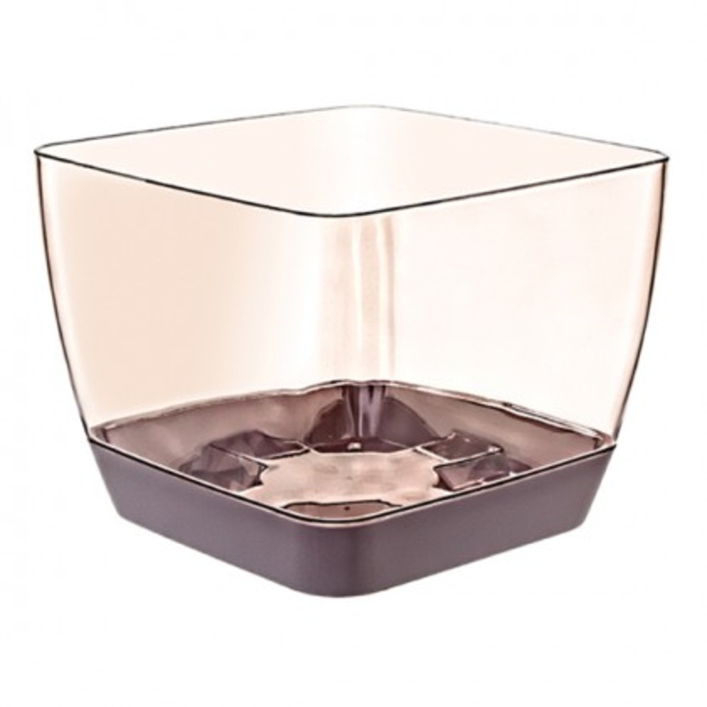 Orkide Saksısı Özel Tabaklı Set Kare Kahverengi 18*18 Ev Bitkisi