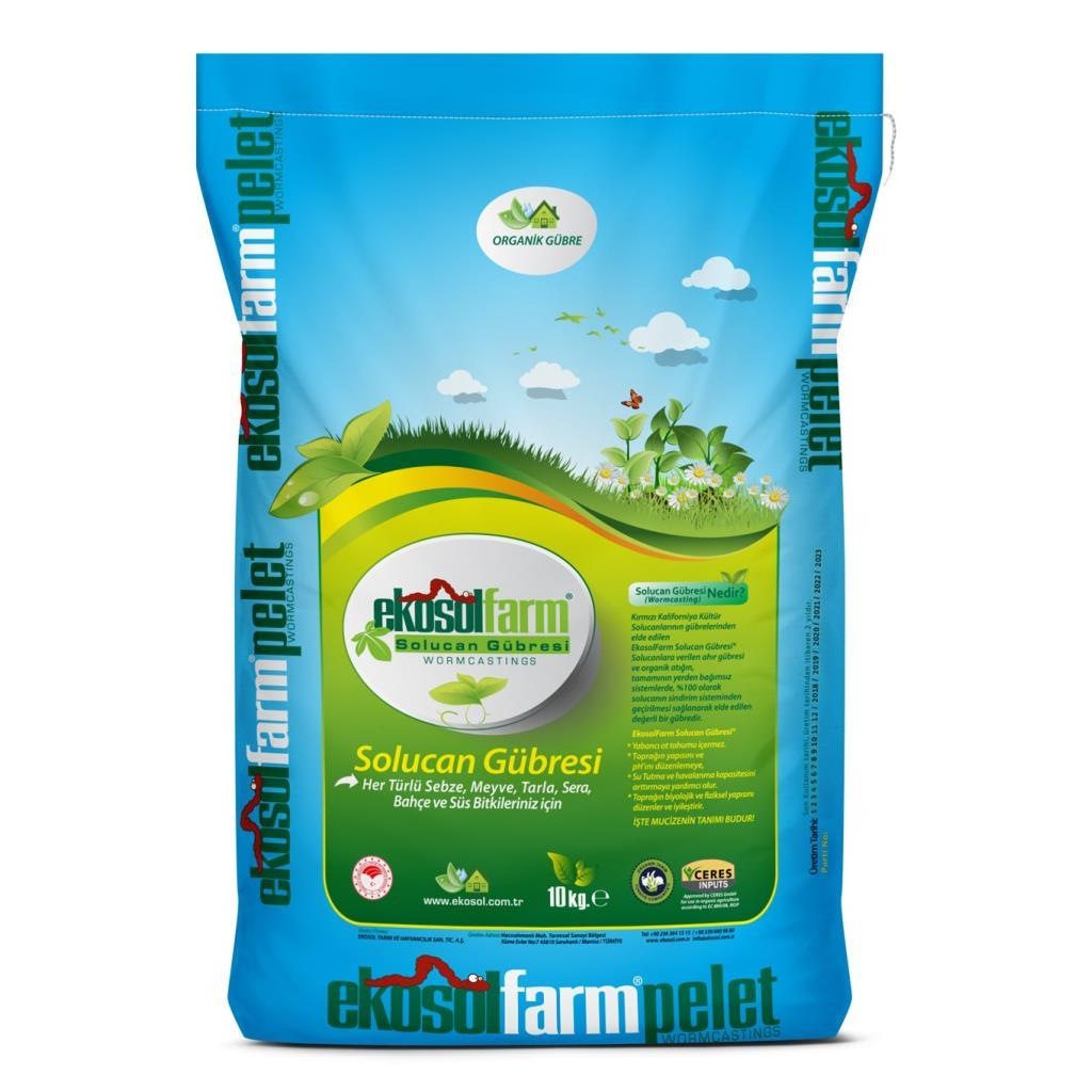 EkosolFarm Organik 100 Solucan Gübresi 10 KG PELET FORM Fiyatları ve