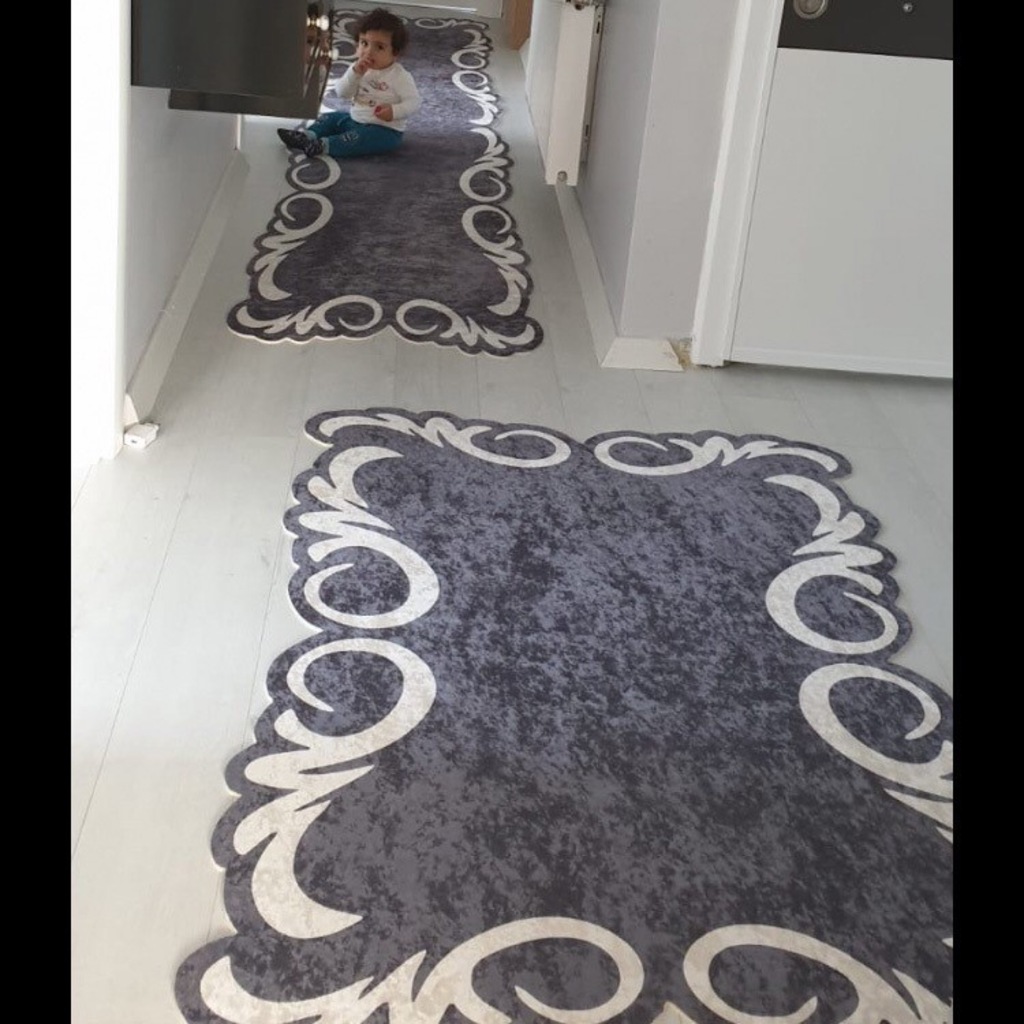 dijital baskılı lazer kesim kaymaz tabanlı kilim halı yolluk