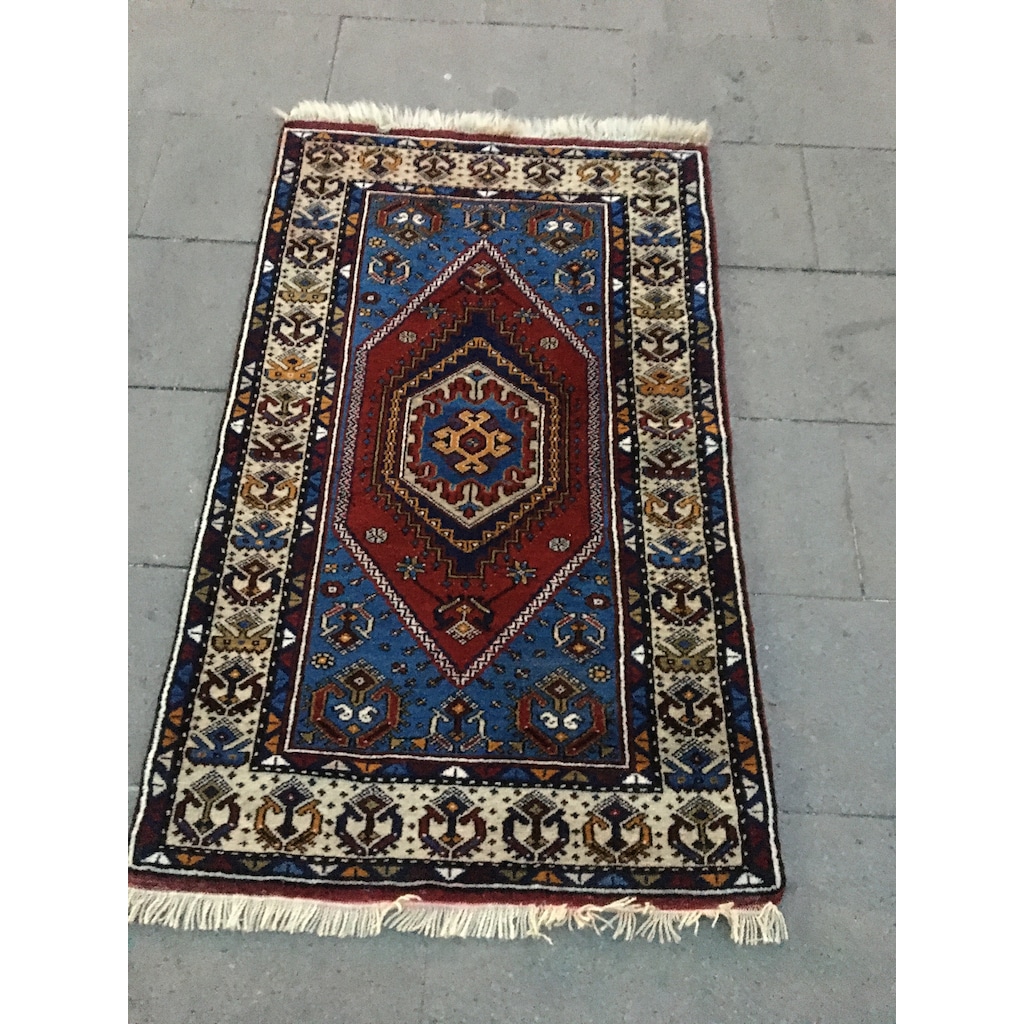 el dokuma yahyali hali sifir 80x130 mavi kirmizi fiyatlari ve ozellikleri