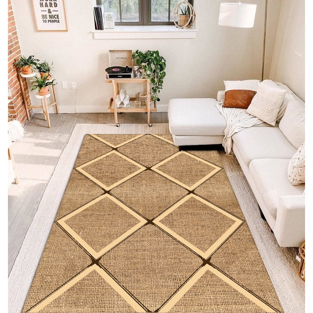 jungle hali jut hasir gorunumlu dijital baskili bej cizgili hali fiyatlari ve ozellikleri