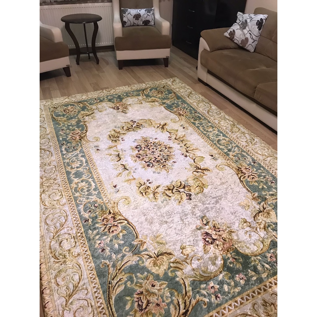 Madame Blue İpek Kadifeli Halı Örtüsü Halı Koruyucu 1832 Turkuaz