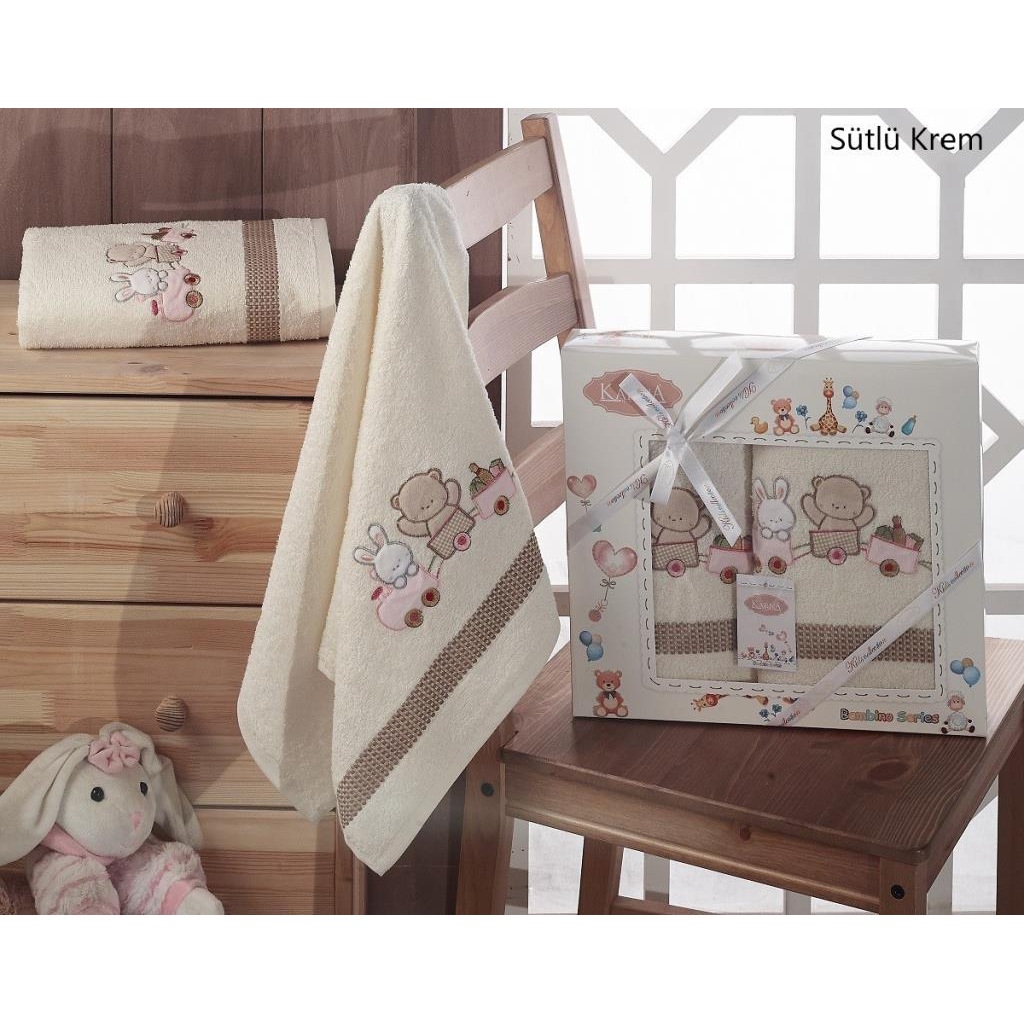 Karna Home Bambino Train Nakışlı Bebek Havlu Seti