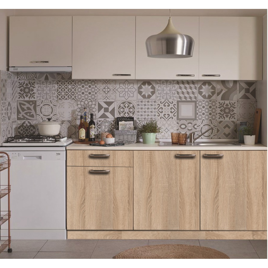 220 Cm Sonomo Beyaz Hazır Mutfak Dolabı