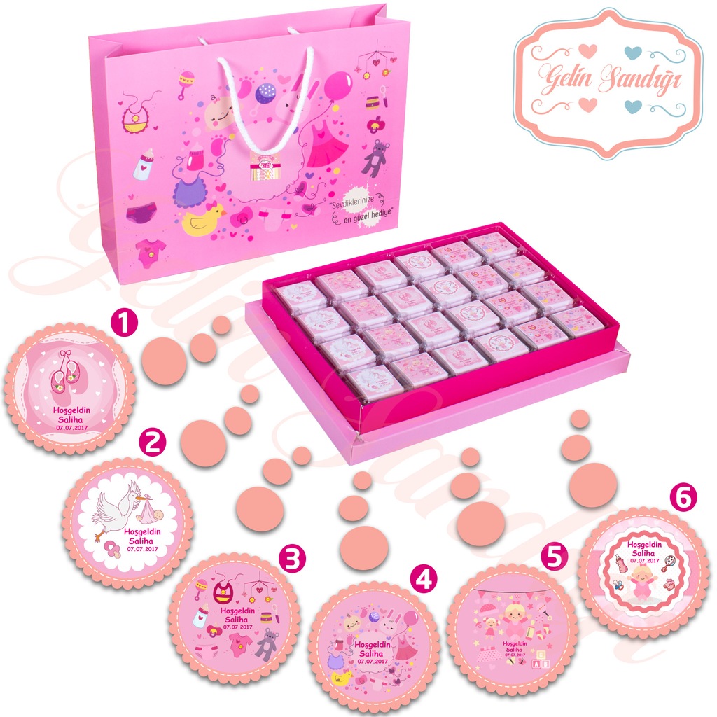 Bebek Çikolatası İsimli Kız Madlen Çikolata Sunum Kutusu