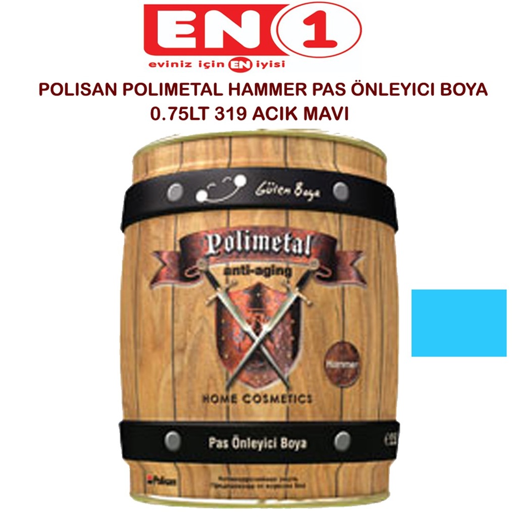 Polisan Polimetal Hammer Pas Önleyici Boya 0.75l 319 Acık Mavi