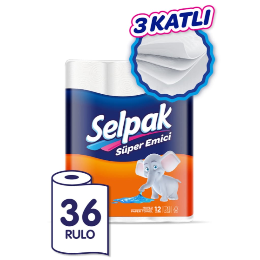 Selpak Kağıt Havlu 12x3 Set (36 Rulo Kağıt Havlu)