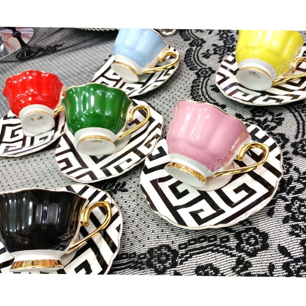 Kokoshome Versace 6 Lı Kahve Fincan Takımı,porselen Kahve Fincanı