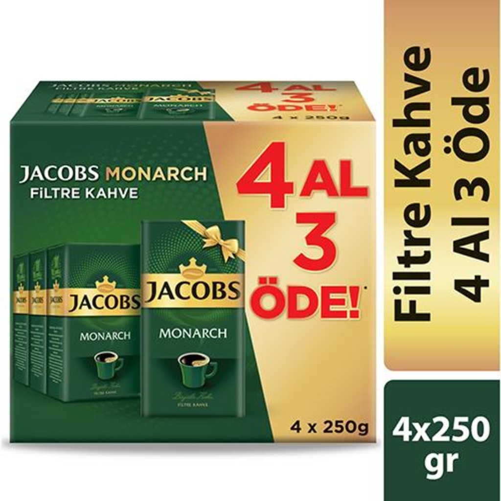 Jacobs Monarch Filtre Kahve 250 Gr X 4 Toplam 1 Kg