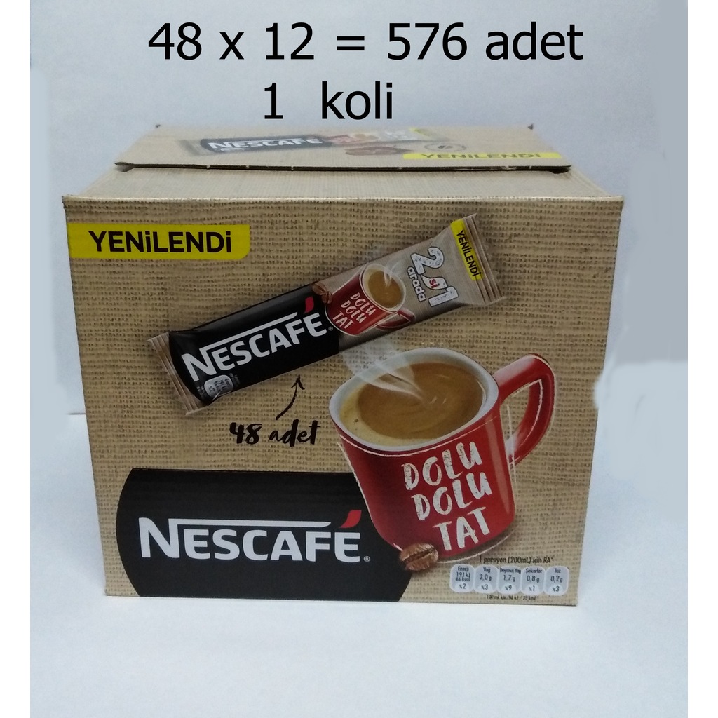 Nescafe 2�si 1 Arada Kahve 10 Gr 48�li 12 Paket