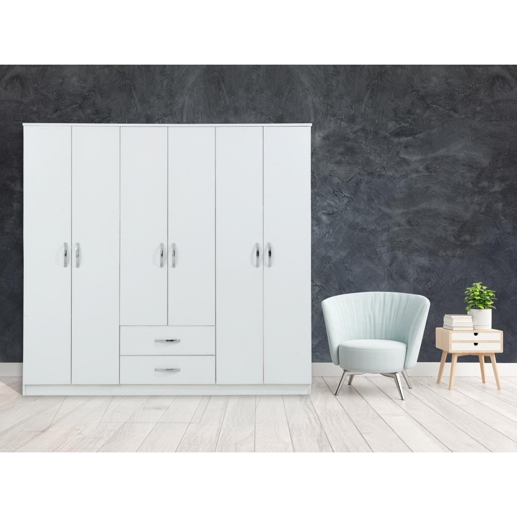 Chic Life Grus 6 Kapılı 2 Çekmeceli Gardırop Beyaz Fiyatları ve