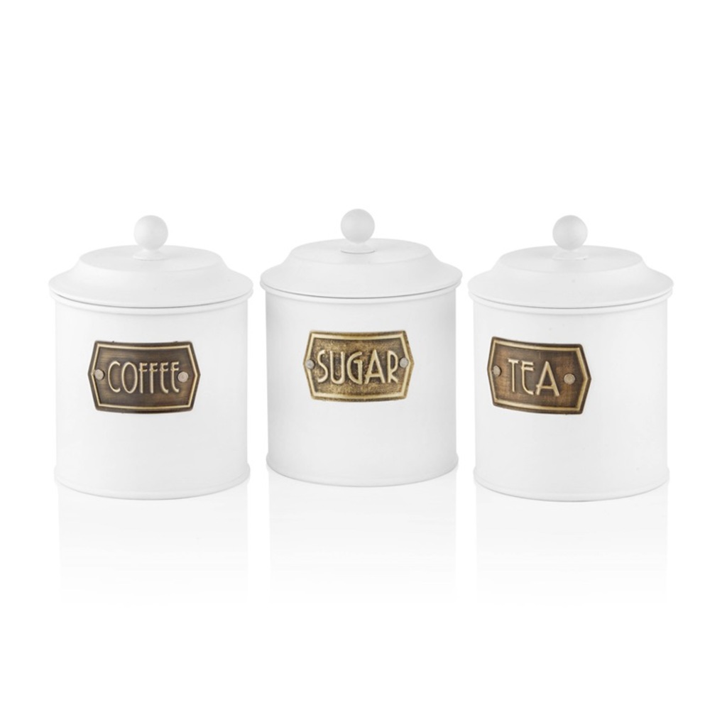 The Mia GLV0496 Galvaniz Çay Şeker Kahve Kavanozu Beyaz Renk Fiyatları
