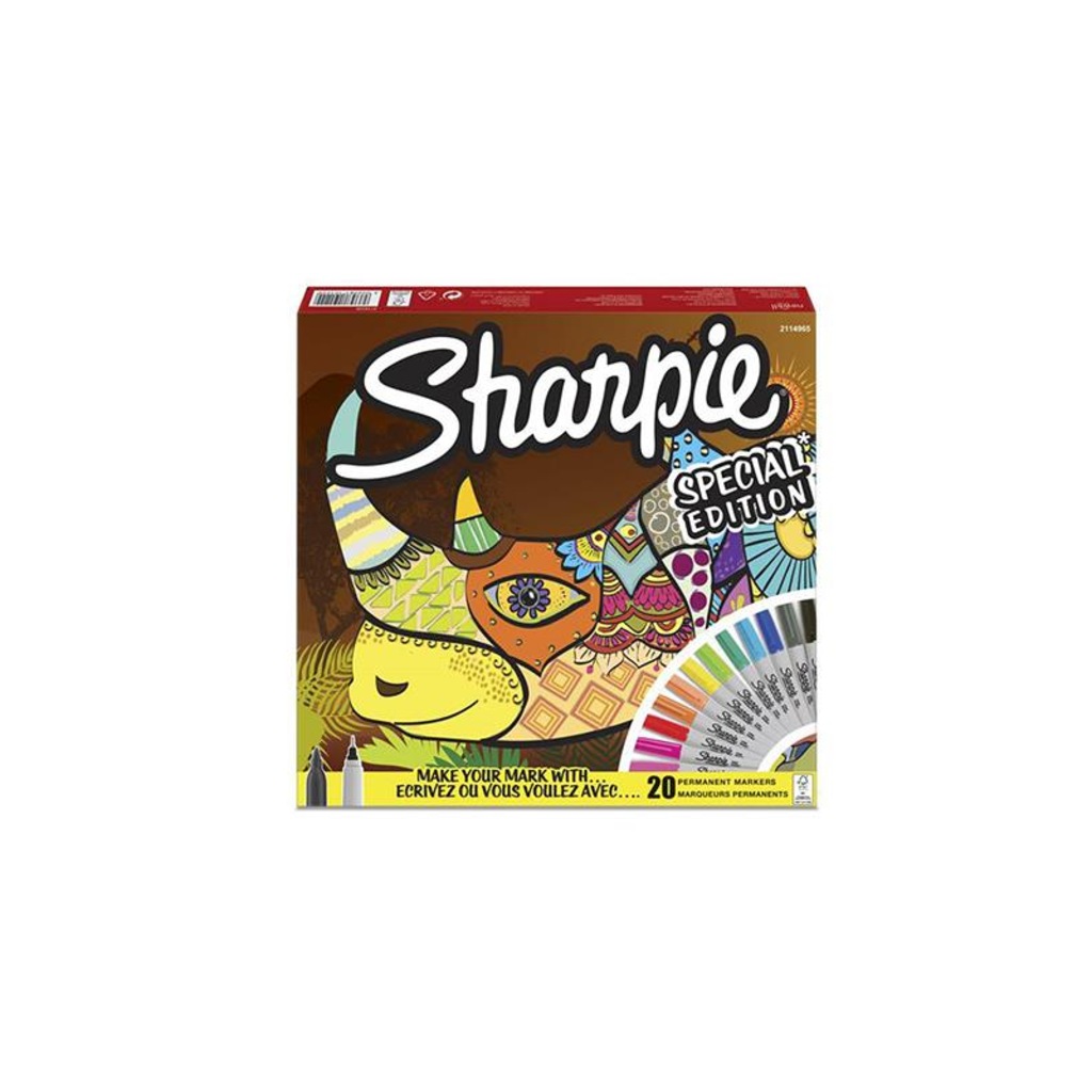 Sharpie Fine Permanent Markör 20 Li Gergedan Set