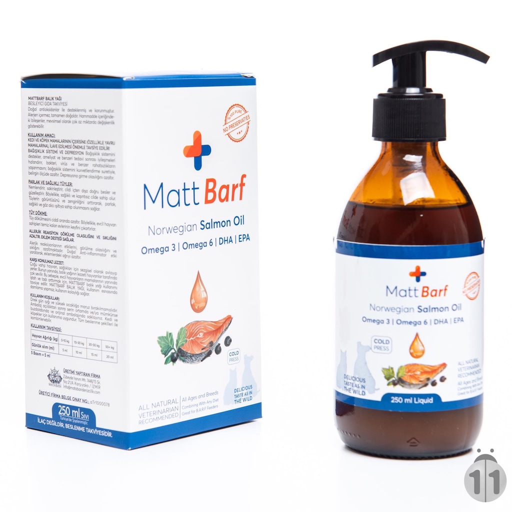 Matt Barf Somon Yağı Kedi Köpekler İçin Balık Yağı 250 ML Fiyatları ve