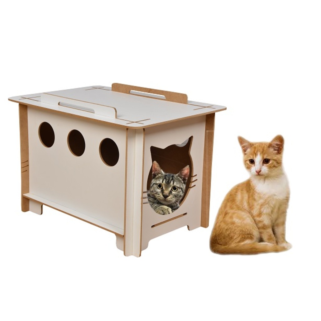 Ahşap Kedi Evi Yatağı Kulübesi Yuvası Evcil Hayvan Kedi Köpek Evi