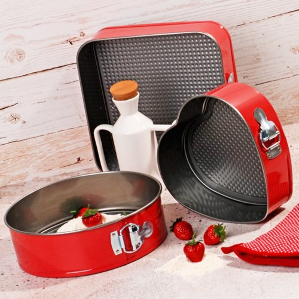 Kitchen World Kk100 Kırmızı 3 Lü Kelepçeli Kek Kalıbı
