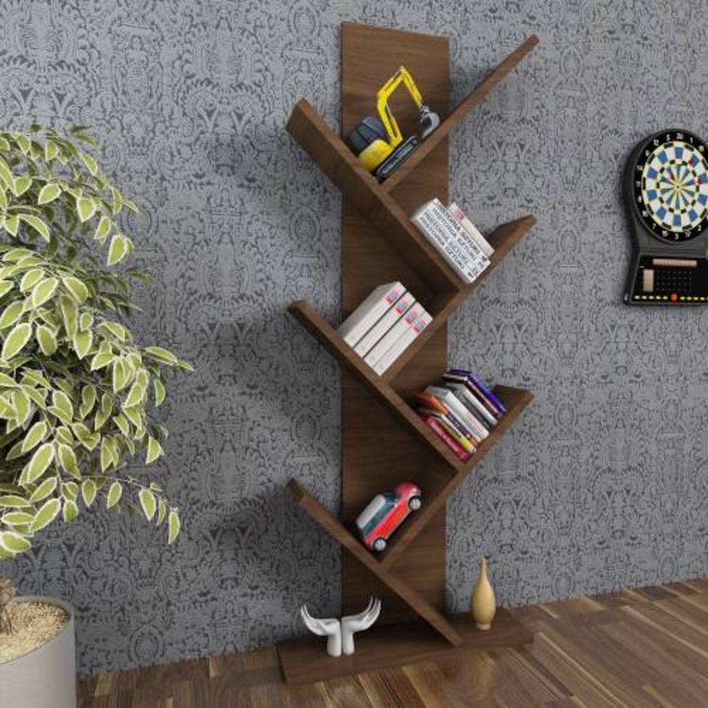 Moonlife Tree Dekoratif Kitaplık Ceviz