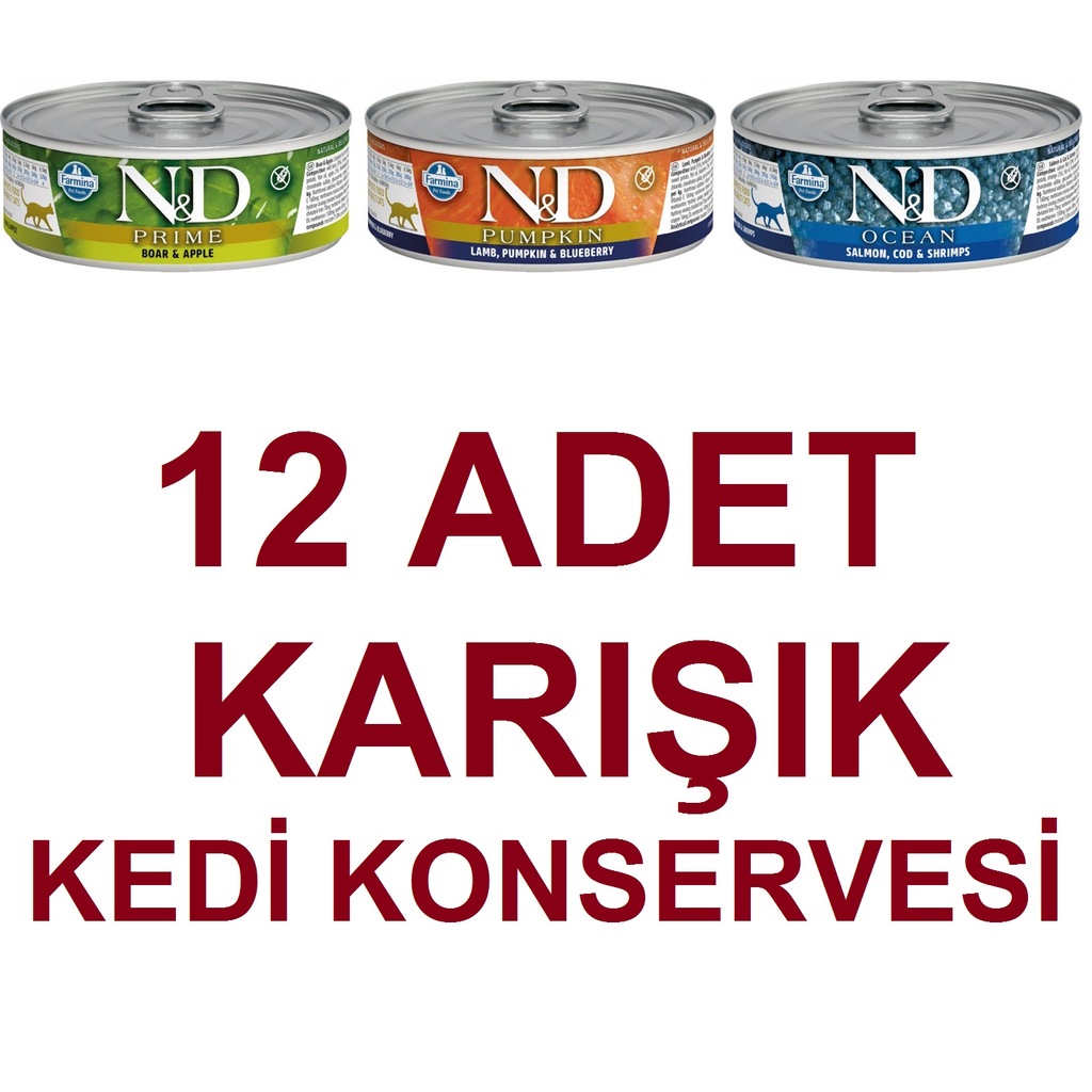 12 Adet Farmina ND Tahılsız Kedi Konservesi 80 Gr