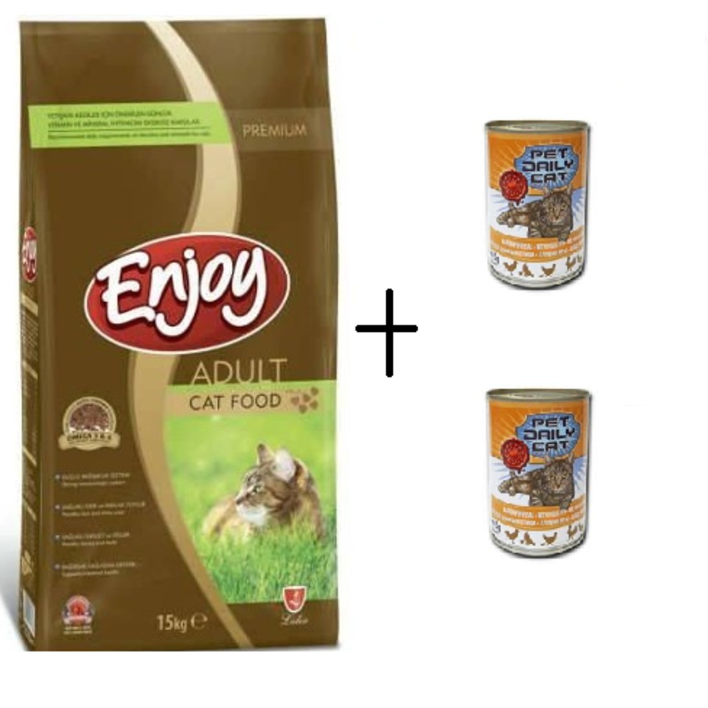 Enjoy Kedi Maması 15 Kg + 2 Adet 400 Gr Kedi Konservesi