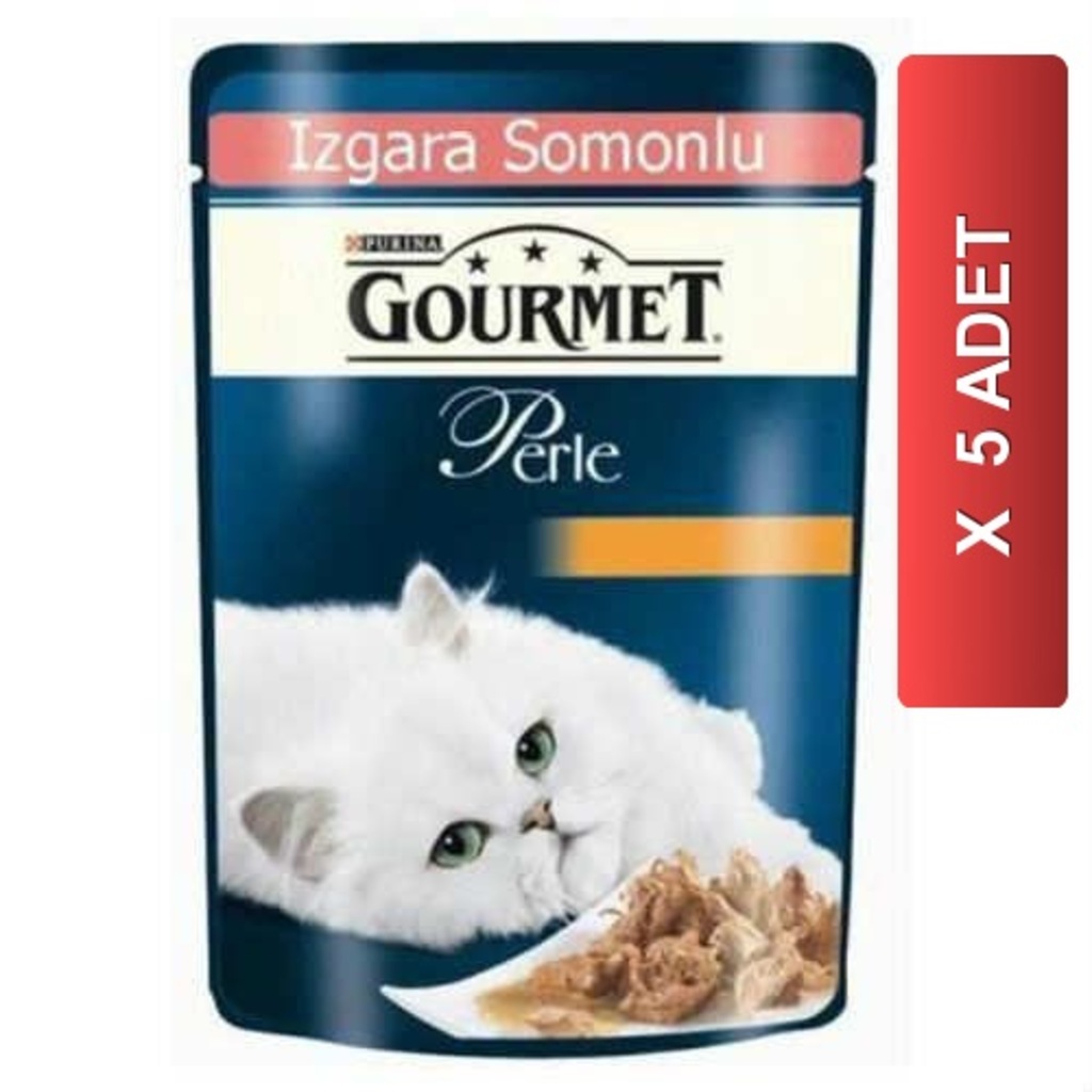 Gourmet Perle Izgara Somonlu Yaş Kedi Maması 85 Gr (5 PAKET)